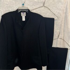 Bahari Women’s  Black Pinstripe Three Piece Pantsuit